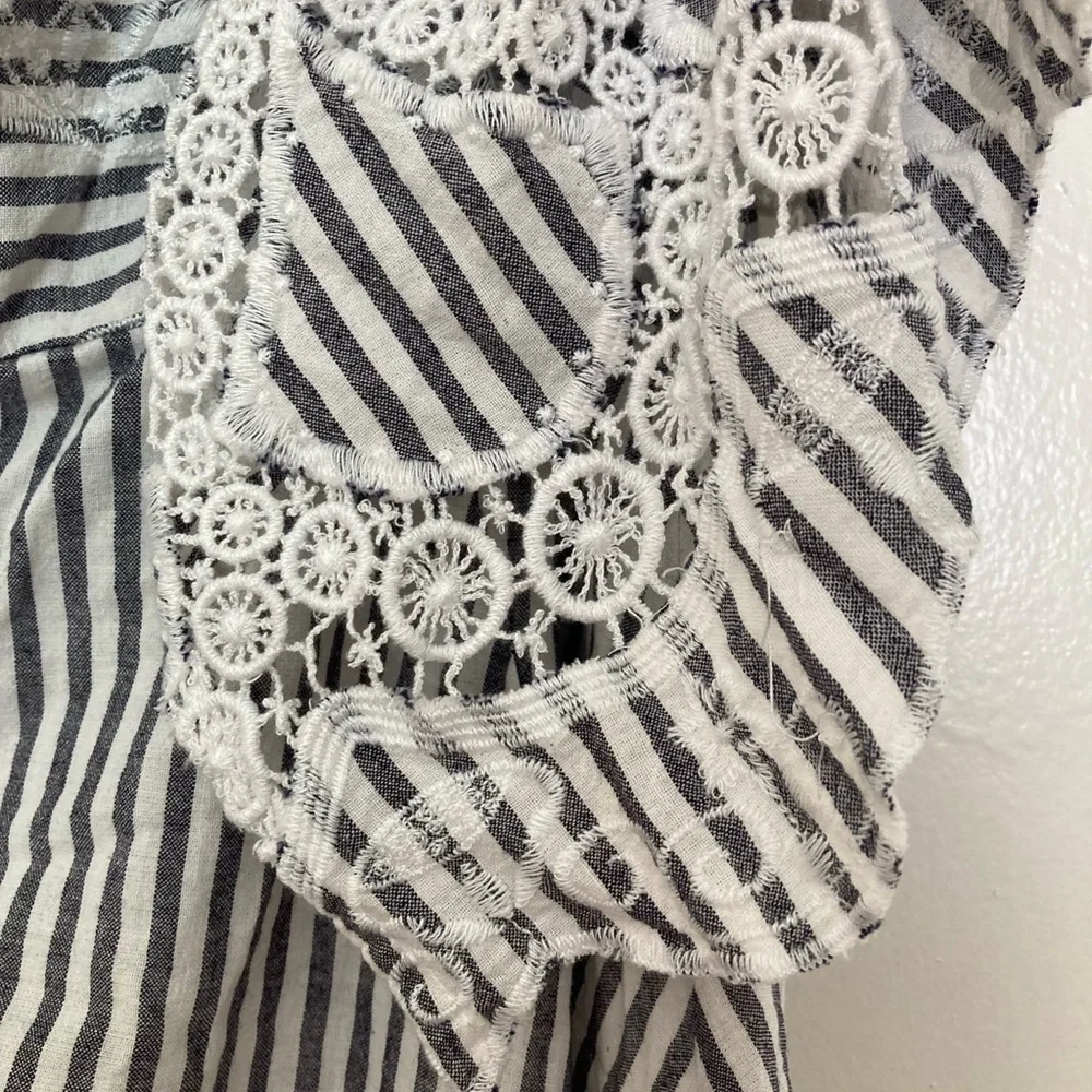 NWT Venus ✨NEW✨ Embroidered Linen Dress One Shoulder Asymmetrical striped - Picture 5 of 8